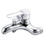 Fashion Copper Modern Minimalism Triple Bathtub Faucet Electroplated Surface Ceramic Valve Core Hot/Cold Mixing Valve Shower